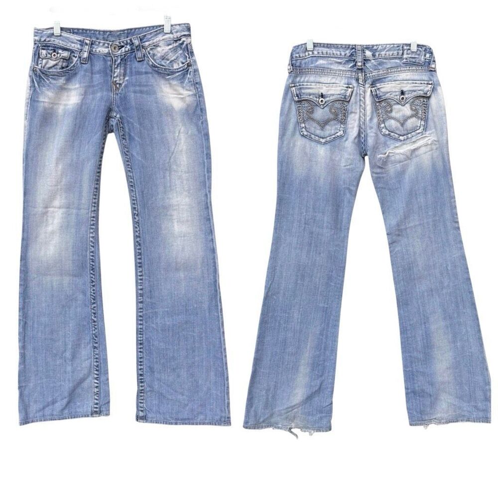 Y2K Big Star Sweet Lo Rise Bootcut Jeans Light Wash Distressed USA Women’s 28XL